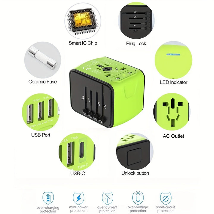 Stay charged internationally with this global fast USB-C travel adapter for all electronics.