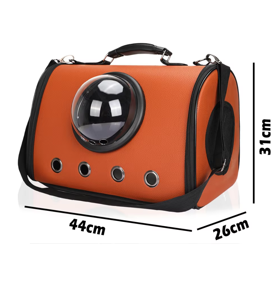 Portable pet carrier for car travel. Ventilated design & clear window for cats & small dogs.