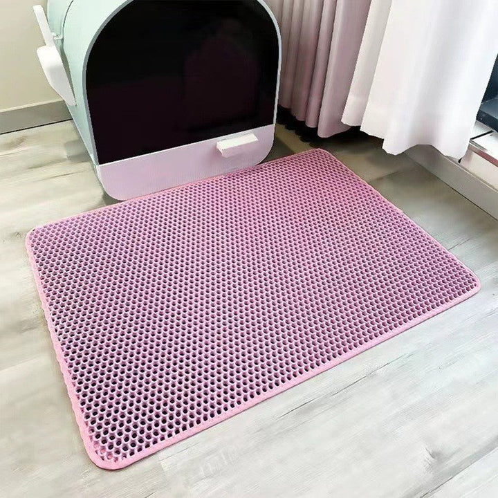Non-slip cat litter control mat for tidy floors & clean paws. Soft, waterproof, & easy to shake clean. Essential pet accessory.