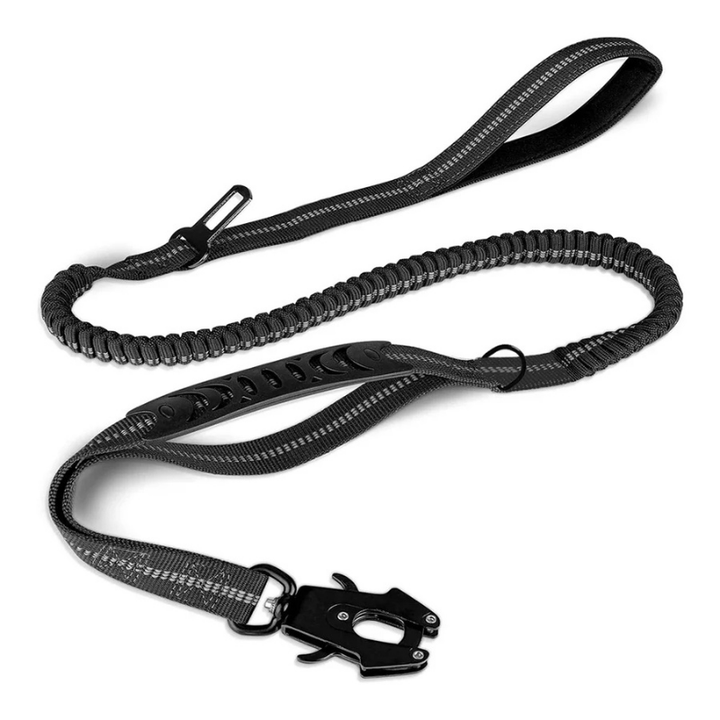 Reflective stitching on GripGuard large dog leash enhances visibility for pet safety