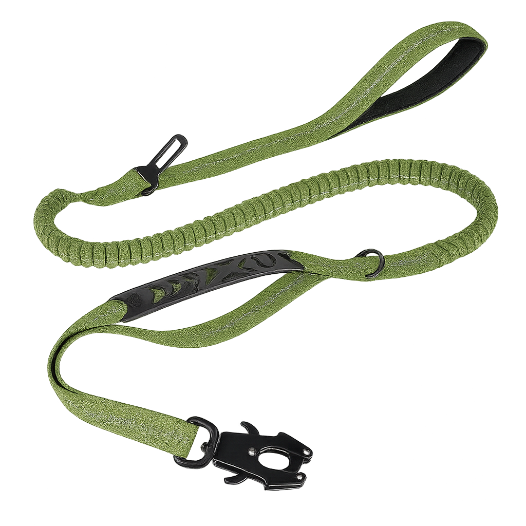 Ergonomic handle on heavy-duty dog leash provides secure control during walks