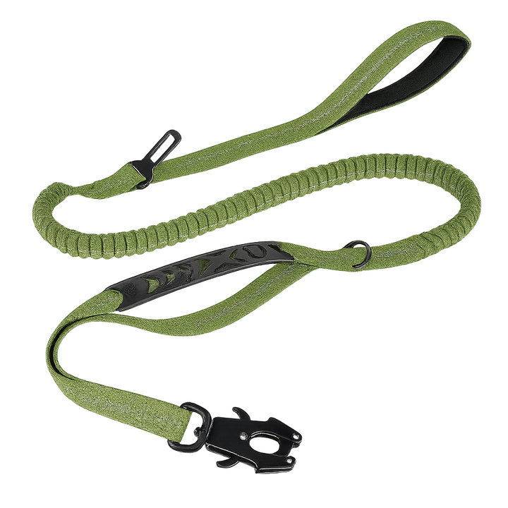 Ergonomic handle on heavy-duty dog leash provides secure control during walks