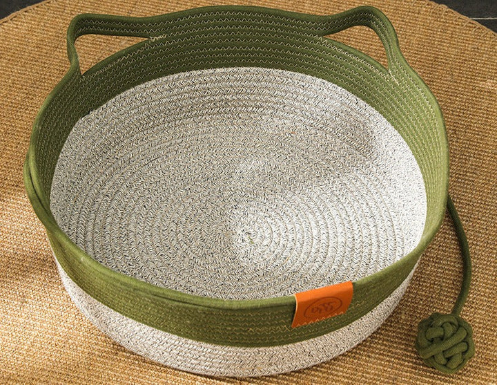 Natural cotton rope cat furniture, ideal for indoor cats seeking comfort.
