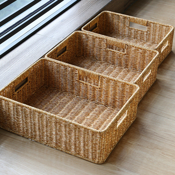 Handcrafted large rectangular wicker storage basket for stylish home organization.