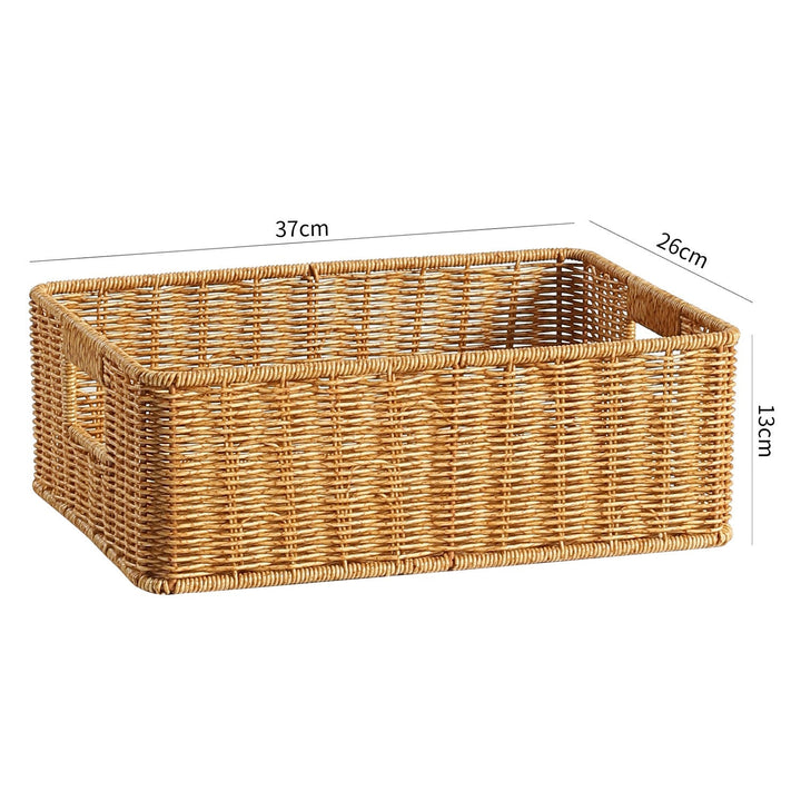 Natural woven storage basket for a clean and organized living area.