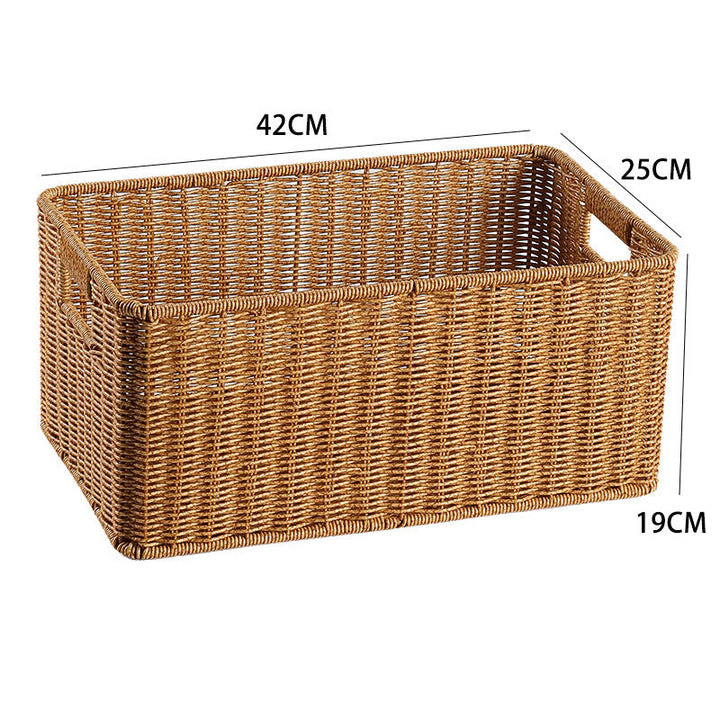 Natural fiber rectangular basket for elegant and functional home storage.