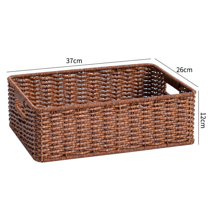 Stylish rectangular natural wicker basket for efficient home clutter management.