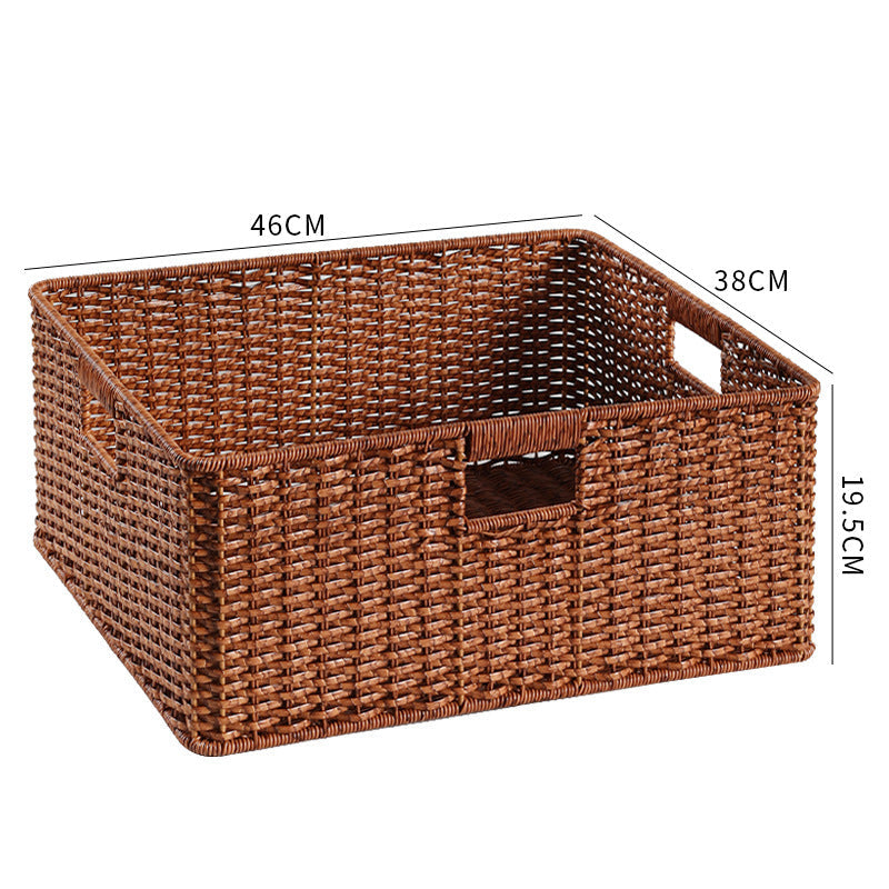 Handmade natural wicker storage bin, adding a rustic touch to your space.