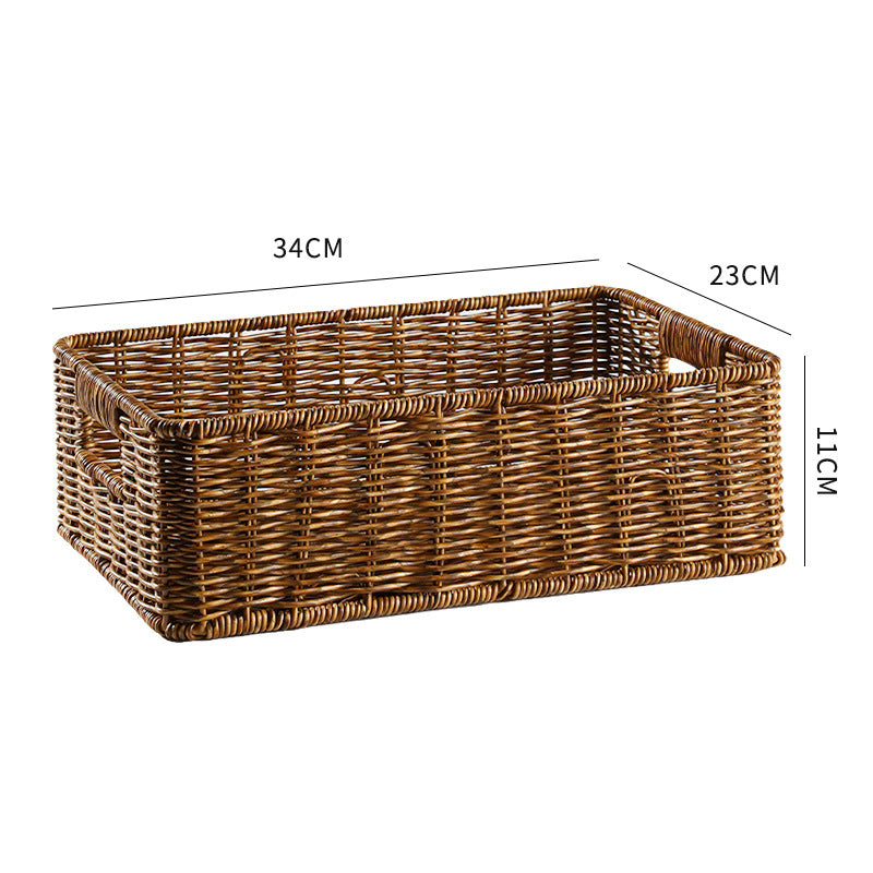 Versatile large wicker basket, great for organizing shelves or floor spaces.