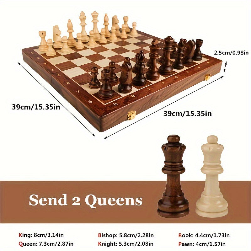 Handcrafted premium wooden chess set, ready for competitive strategy play. Classic board game & elegant decor.
