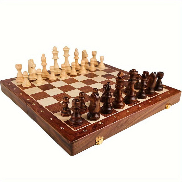 Luxurious handcrafted wooden chess set, an ideal premium gift for strategy game enthusiasts & home decor lovers.