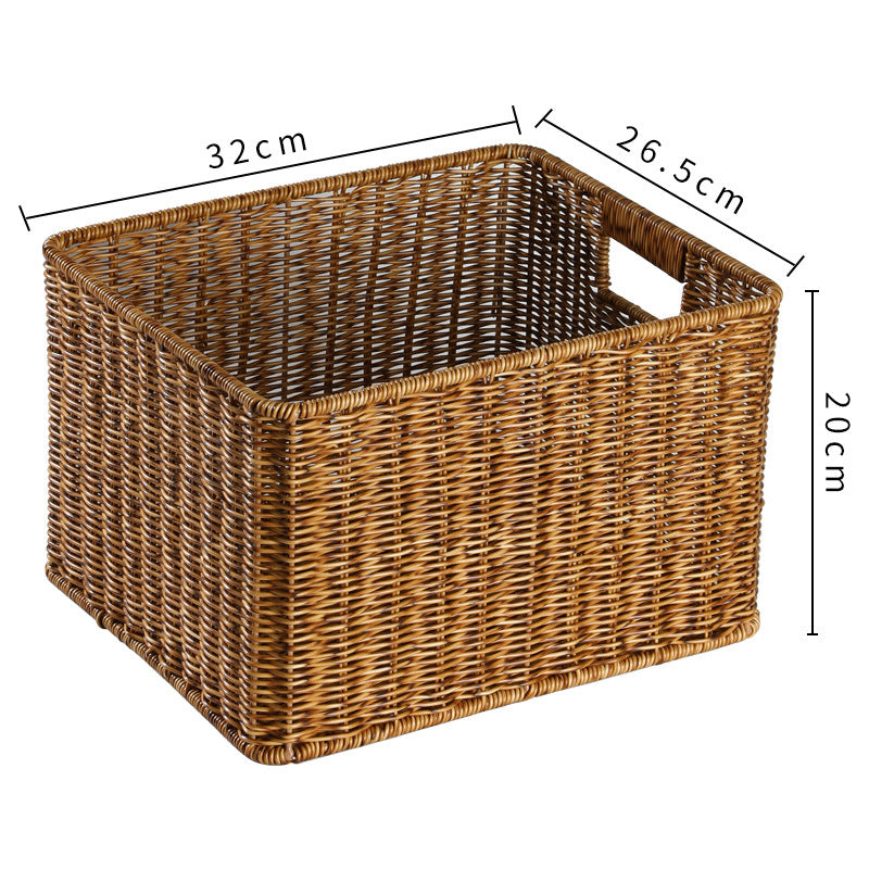 Wicker storage bin, rectangular, handwoven for home decor.