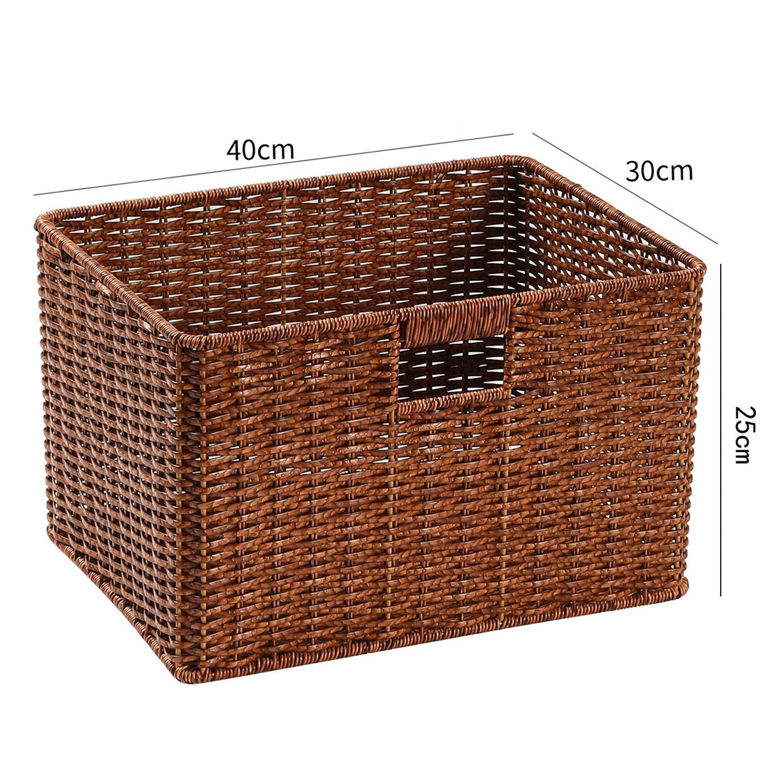 Home decor rectangular wicker basket, handcrafted for storage.