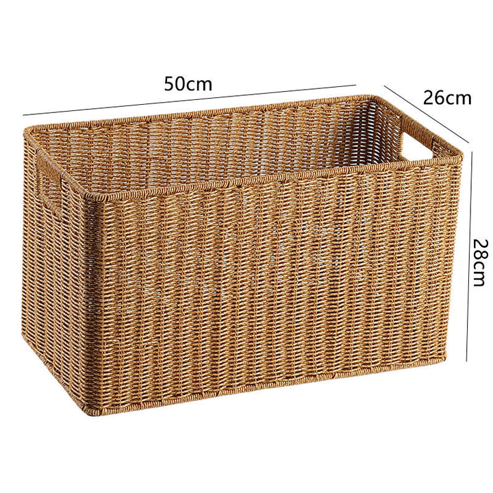 Handcrafted wicker storage bin, rectangular, versatile home decor.