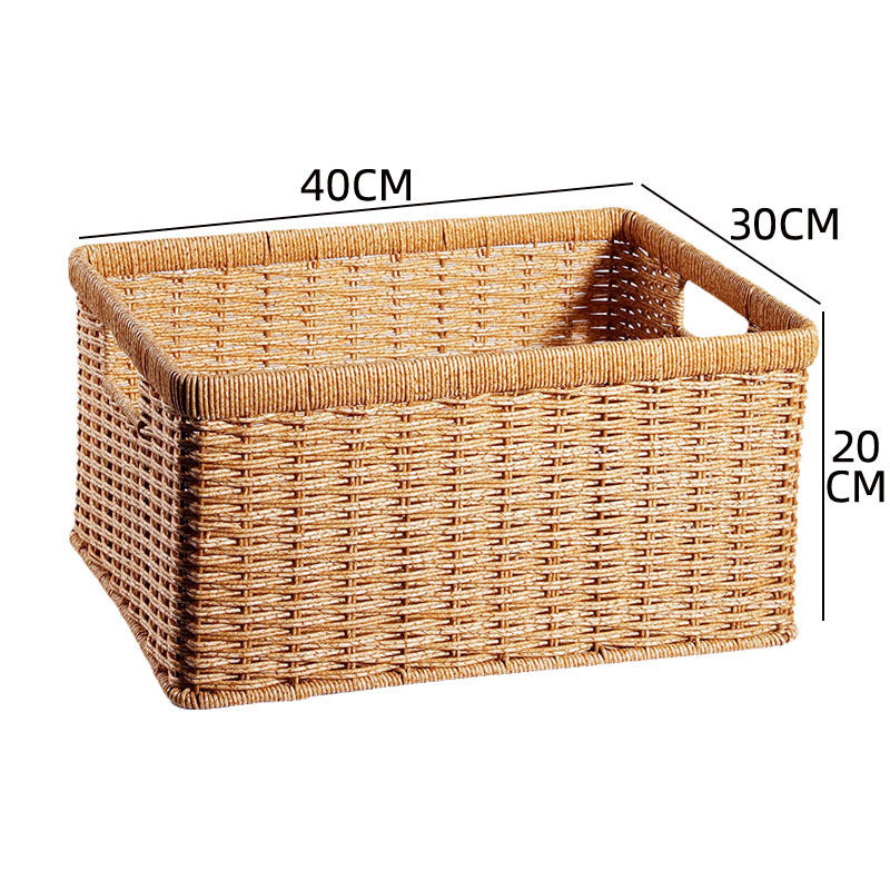 Woven rectangular storage bin, natural wicker, handcrafted quality.