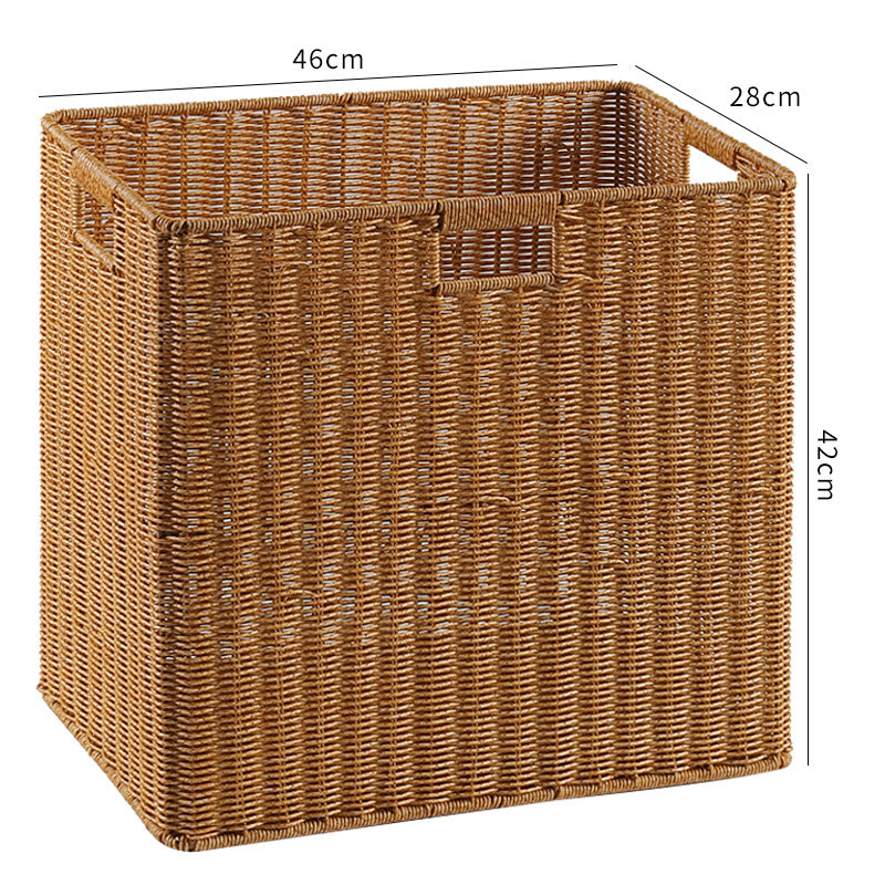 Rectangular wicker storage container, natural, for a tidy home.