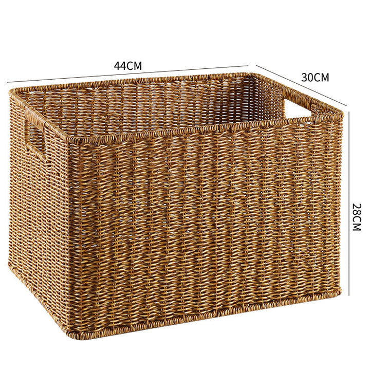 Home organization: rectangular natural wicker bin, handcrafted.