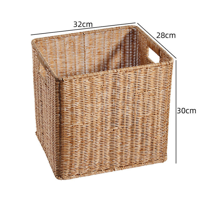 Handcrafted rectangular wicker bin, perfect for kids' rooms.