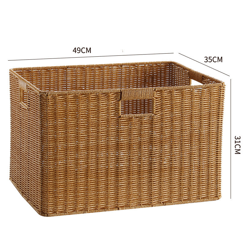 Natural handcrafted rectangular wicker storage, sustainable.