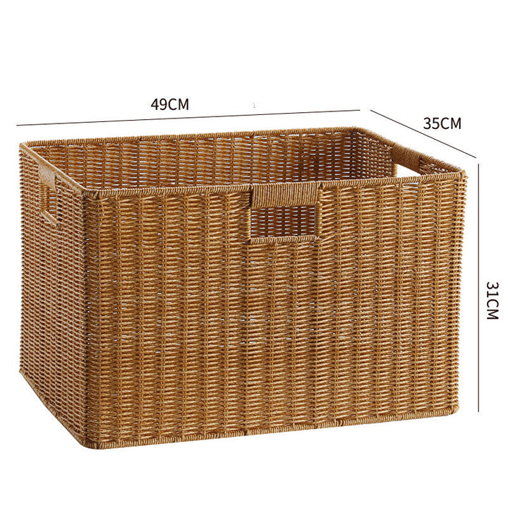 Natural handcrafted rectangular wicker storage, sustainable.