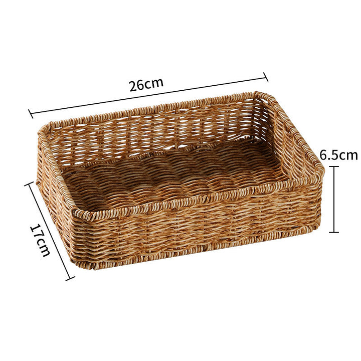 Woven rectangular storage bin, natural wicker, artisanal quality.
