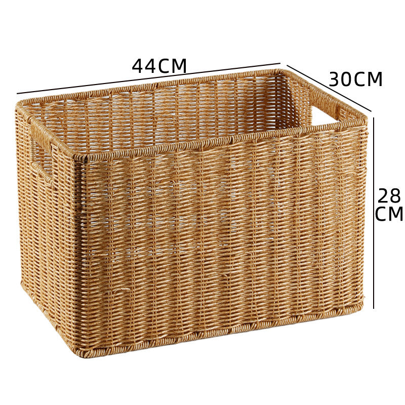 Natural handcrafted rectangular wicker storage, timeless style.