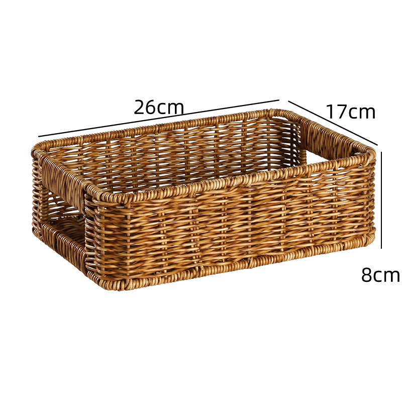 Home organization rectangular wicker basket, handcrafted natural.