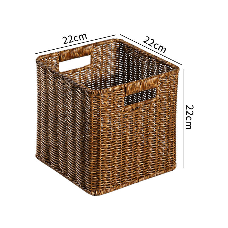 Decorative natural wicker bin, rectangular, for a tidy home.
