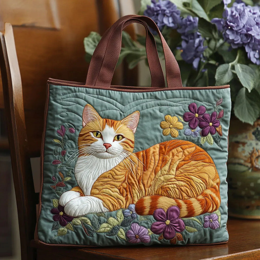 Handcrafted women's tote bag with a charming cat pattern, perfect for everyday use & cat lovers. Stylish shoulder handbag.