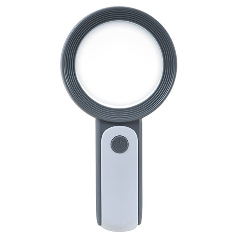 Ergonomic handheld 30x LED magnifier for clear reading, crafting, and precision work. Bright LED light.