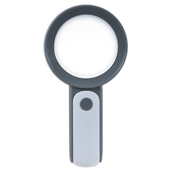 Ergonomic handheld 30x LED magnifier for clear reading, crafting, and precision work. Bright LED light.