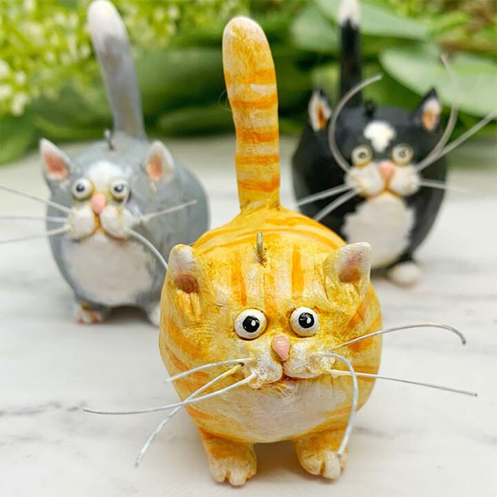 Handmade cat Christmas tree ornament. Unique festive feline decor, perfect holiday gift for cat lovers.