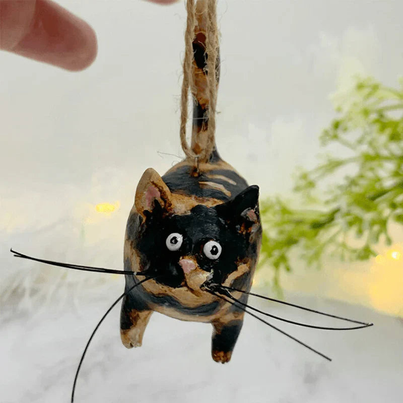 Festive cat lover gift: Handcrafted animal ornament for Christmas tree decor. Unique feline holiday decoration.
