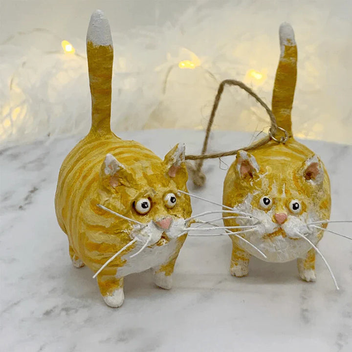 Decorative handmade cat ornament. Charming Christmas tree decor, a special holiday gift for animal lovers.