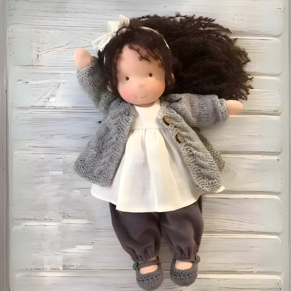 A sleepy Waldorf cuddly doll, ideal for bedtime stories and comfort.