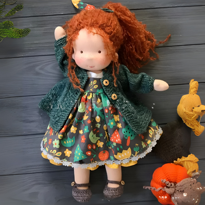 A Waldorf doll showcasing traditional doll-making techniques for a unique toy.