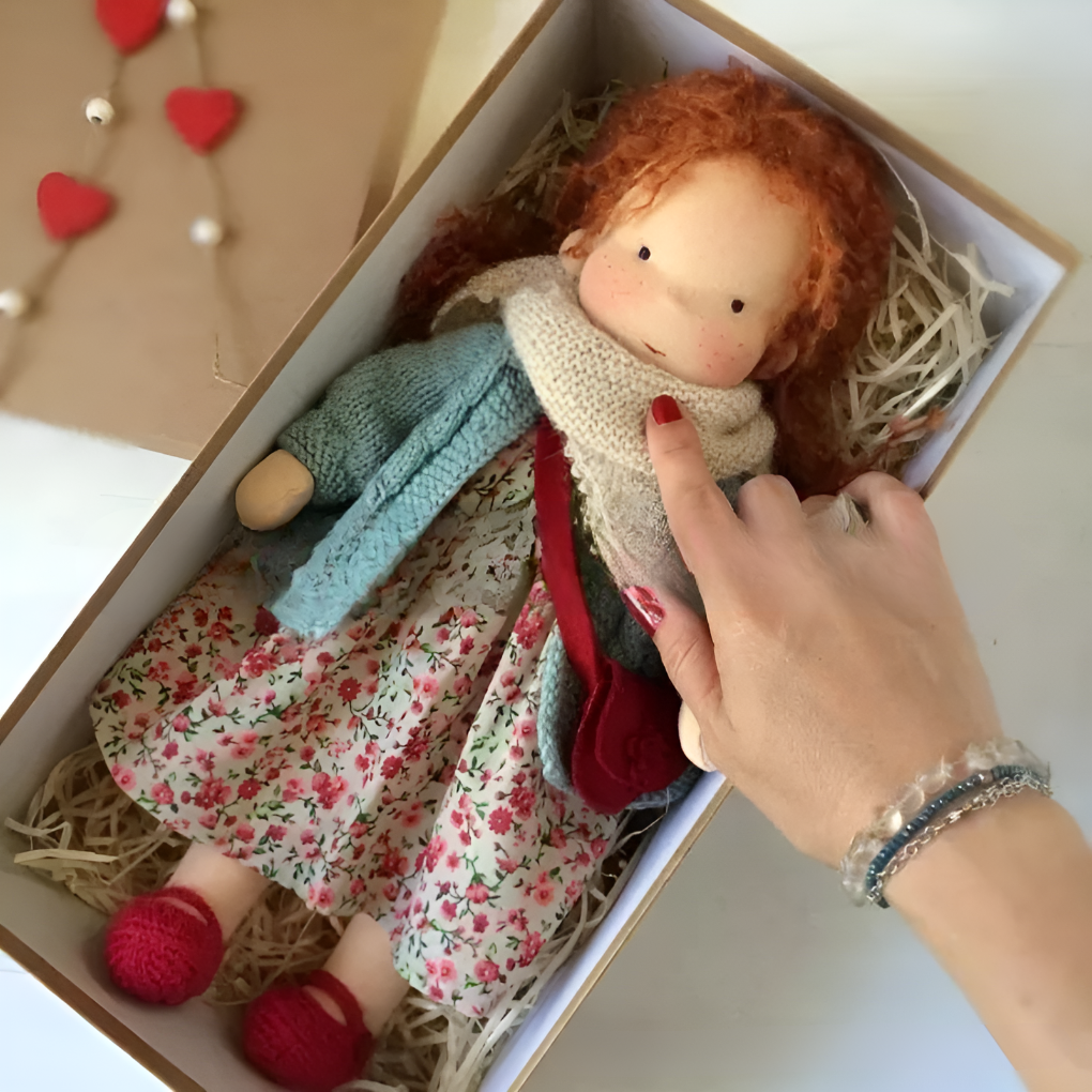 Gift the magic of handmade with this beautiful Waldorf cuddly doll.
