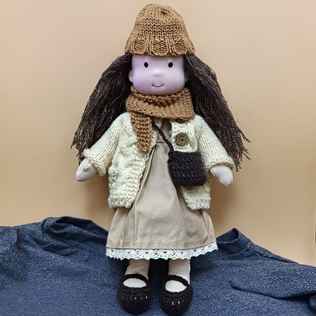 A Waldorf doll's gentle expression invites nurturing and imaginative interaction.