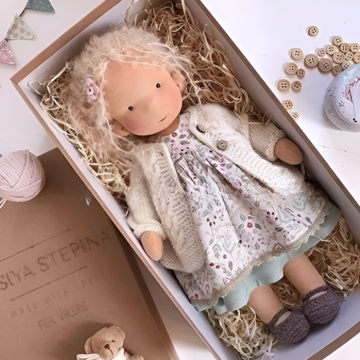 Toddler's first Waldorf doll, ideal for encouraging creative and open-ended play.