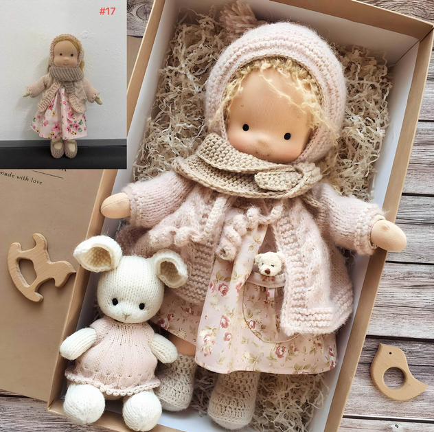Handmade Waldorf doll for kids, promoting imaginative play and emotional growth, an heirloom quality toy.