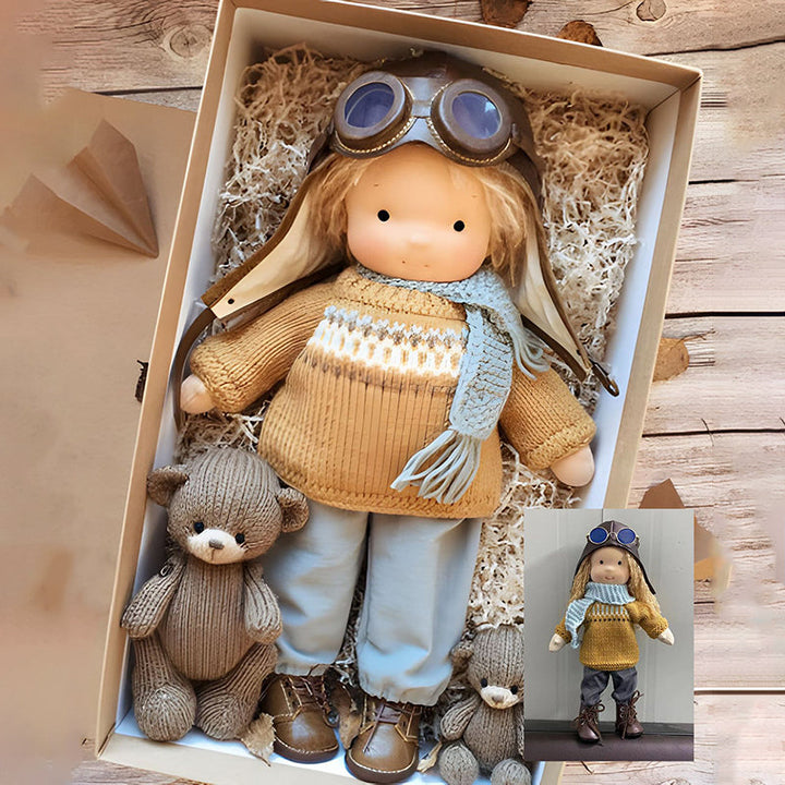 Gentle Waldorf comfort doll crafted with natural wool, designed for imaginative and soothing play.