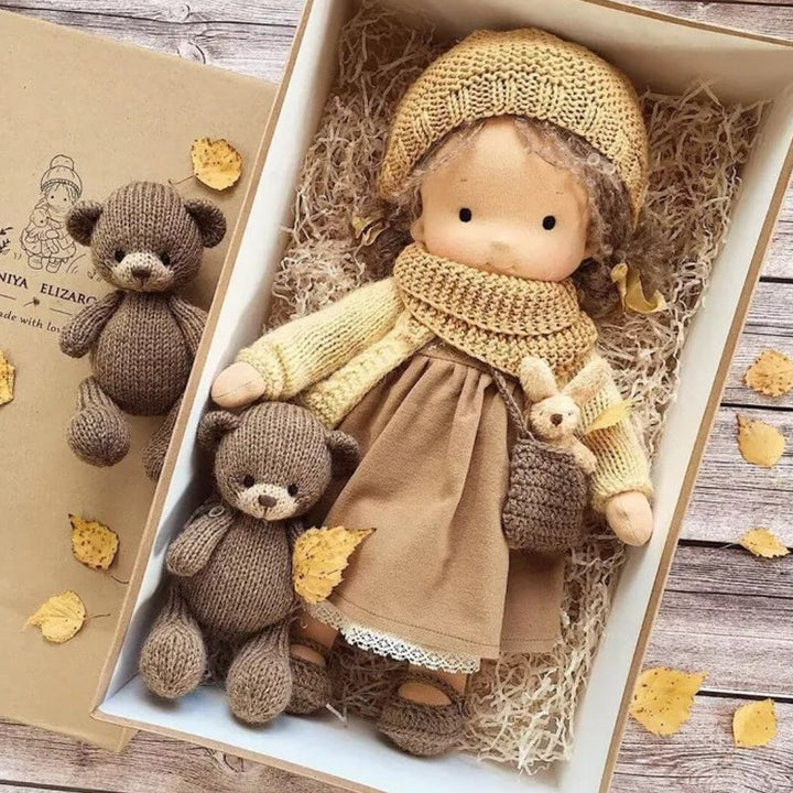 Thoughtfully designed handmade Waldorf doll, an educational toy for imaginative and empathetic play.