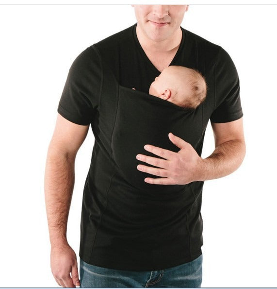 Mom and dad gear: a stylish and practical baby sling t-shirt for easy carrying.