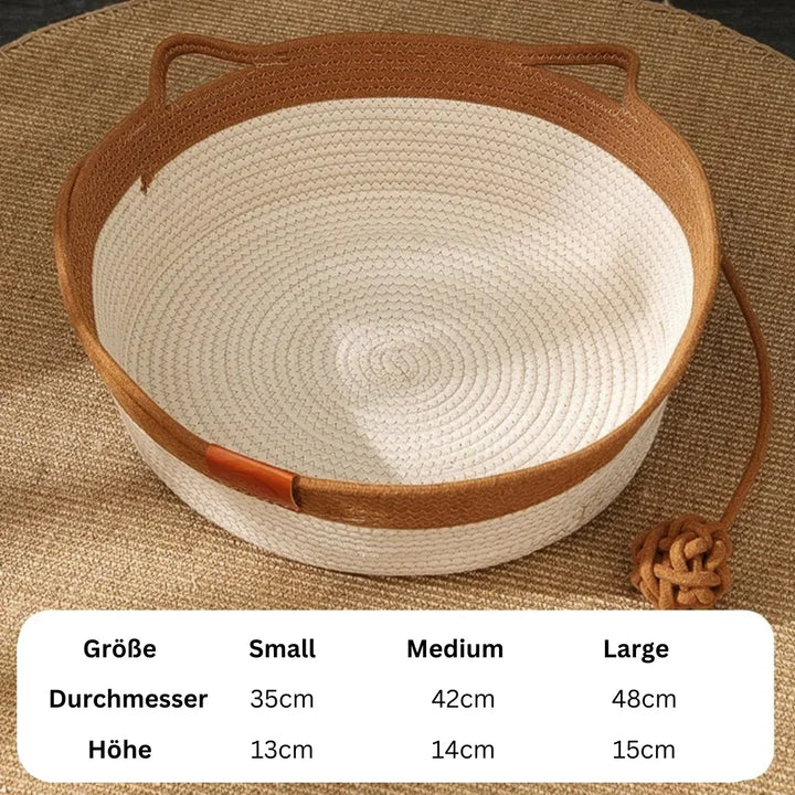 Soft handwoven cotton rope cat bed for ultimate pet comfort. Stylish & durable pet supply, great for any feline.