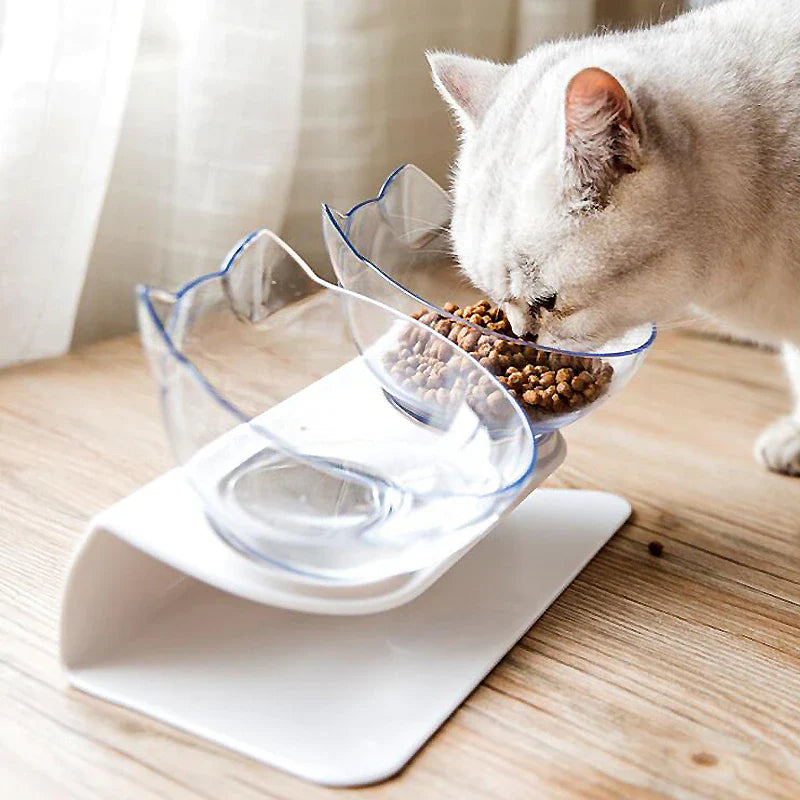 HappyDine elevated single cat bowl, ergonomic design for pet health.