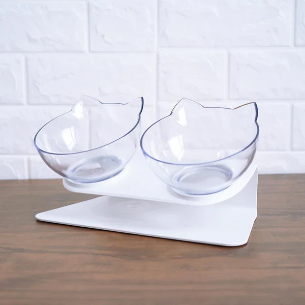Modern elevated cat feeder, promoting healthy eating for pets.