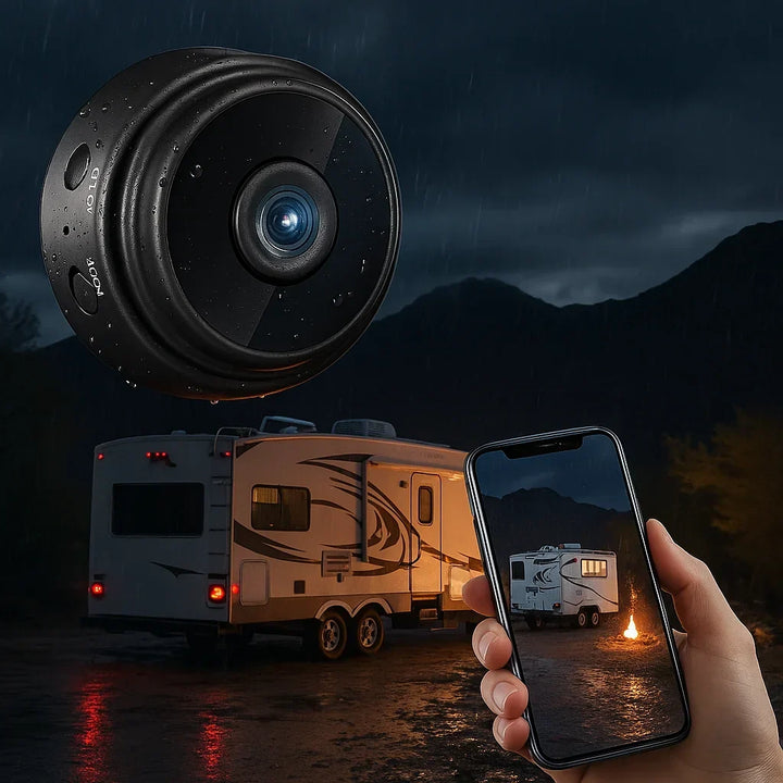 Waterproof HD wireless backup camera with night vision for safe RV, truck & trailer parking.