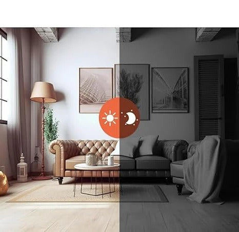 Night vision enabled wireless security camera with app control features.