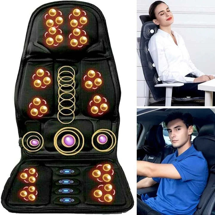 Heated 8-mode massage chair cushion for ultimate relaxation, providing stress and pain relief with therapeutic massage.