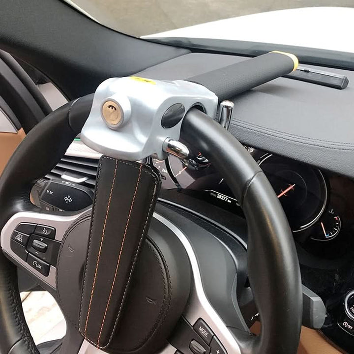 Secure your vehicle with this heavy duty steering wheel lock, a must-have car accessory